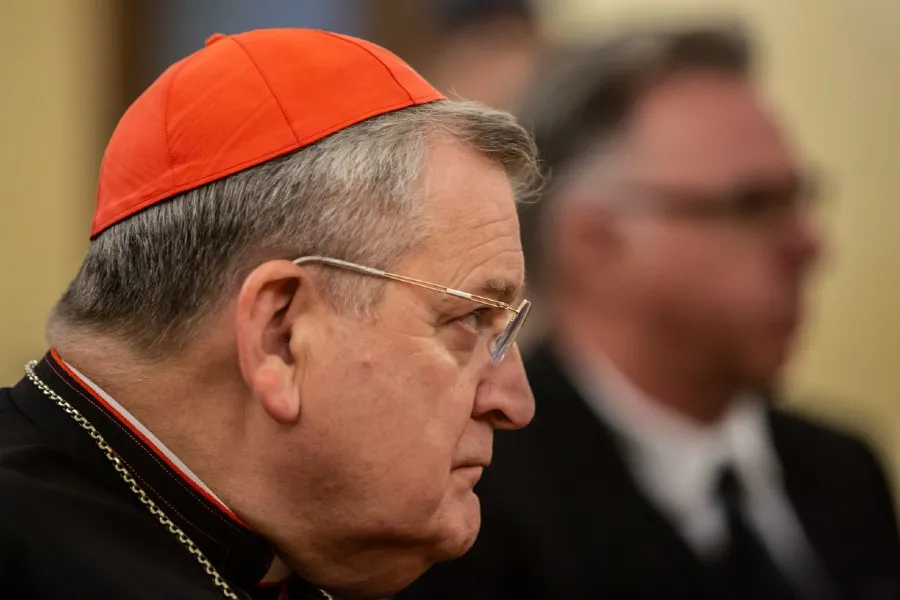 Cardinal Raymond Burke listens in the audience during the presentation of the new book Christvs Vincit by Bishop Athanasius Schneider, in Rome on Oct. 14, 2019.?w=200&h=150